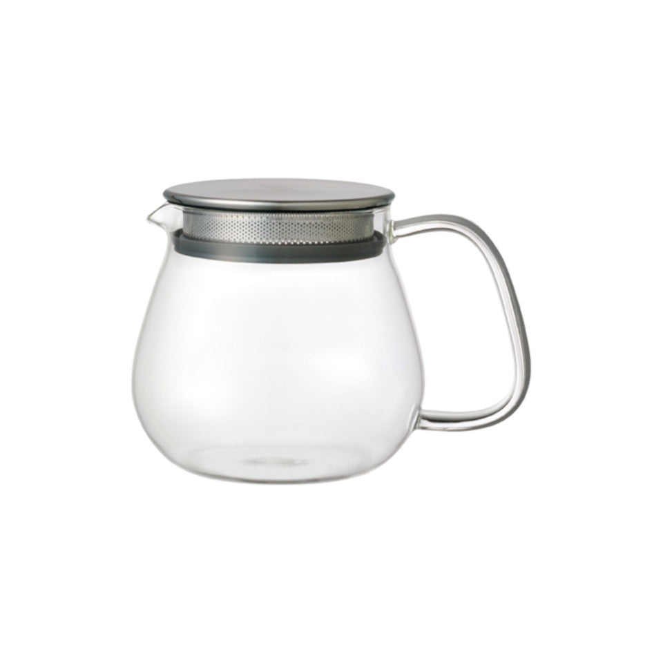 Unitea glass 460 ml teapot with stainless steel strainer lid.